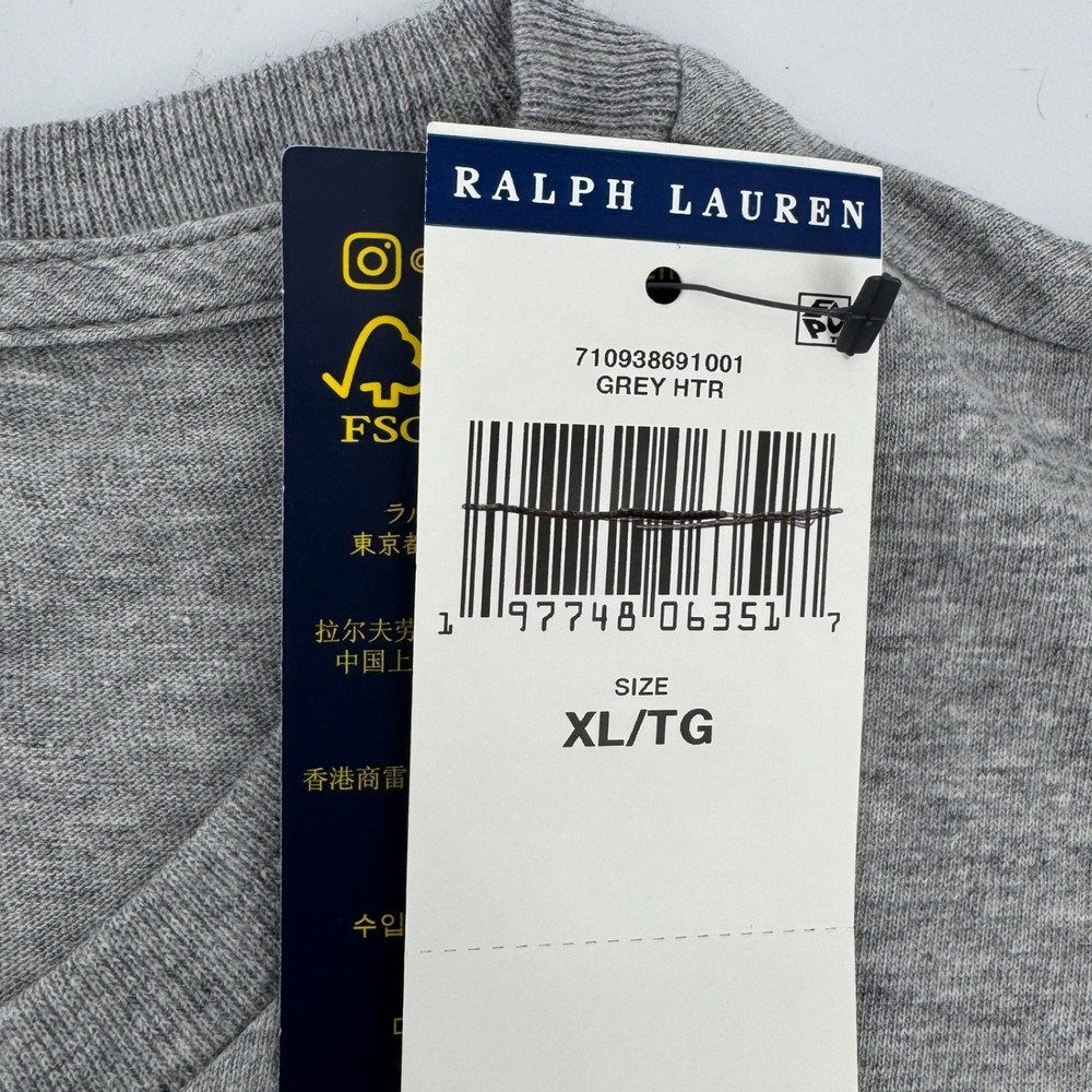Polo Ralph Lauren Mens XL Grey Heather Long Sleeve Pony Logo T-Shirt NWT - Picture 6 of 6